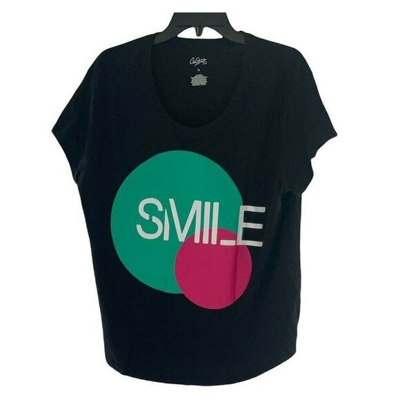 City Streets Shirt Womens Sz XL Short Sleeve Stretch Graphic Printed Casual Top - Picture 4 of 8